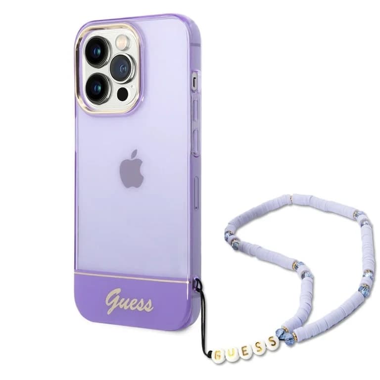 Guess iPhone 14 Pro Hardcase Backcover - Transparent - with Strap