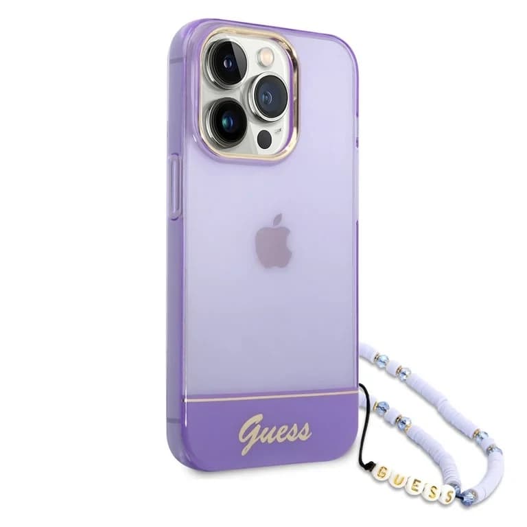 Guess iPhone 14 Pro Hardcase Backcover - Transparent - with Strap