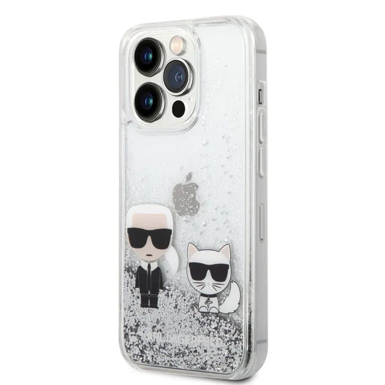 Karl Lagerfeld iPhone 14 Pro Vloeibaar Glitter Achtercover