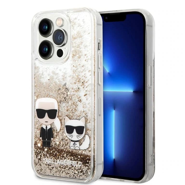 Karl Lagerfeld iPhone 14 Pro Vloeibaar Glitter Achtercover