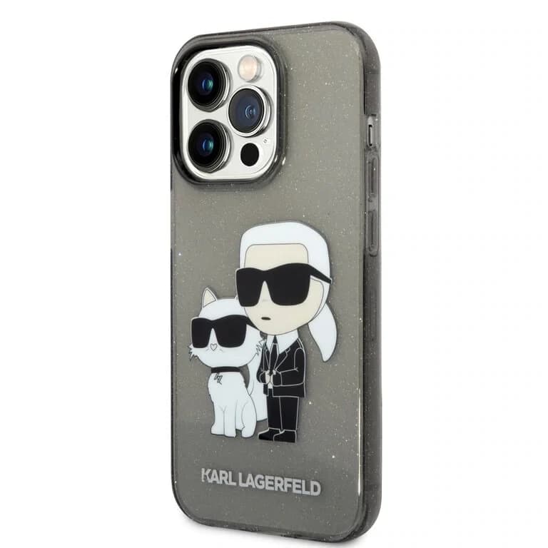 Karl Lagerfeld iPhone 14 Pro Achtercover Case - Zwart - Sparkling
