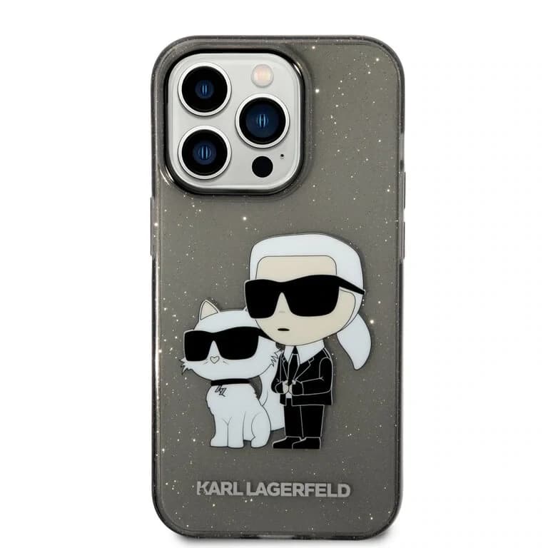 Karl Lagerfeld iPhone 14 Pro Achtercover Case - Zwart - Sparkling