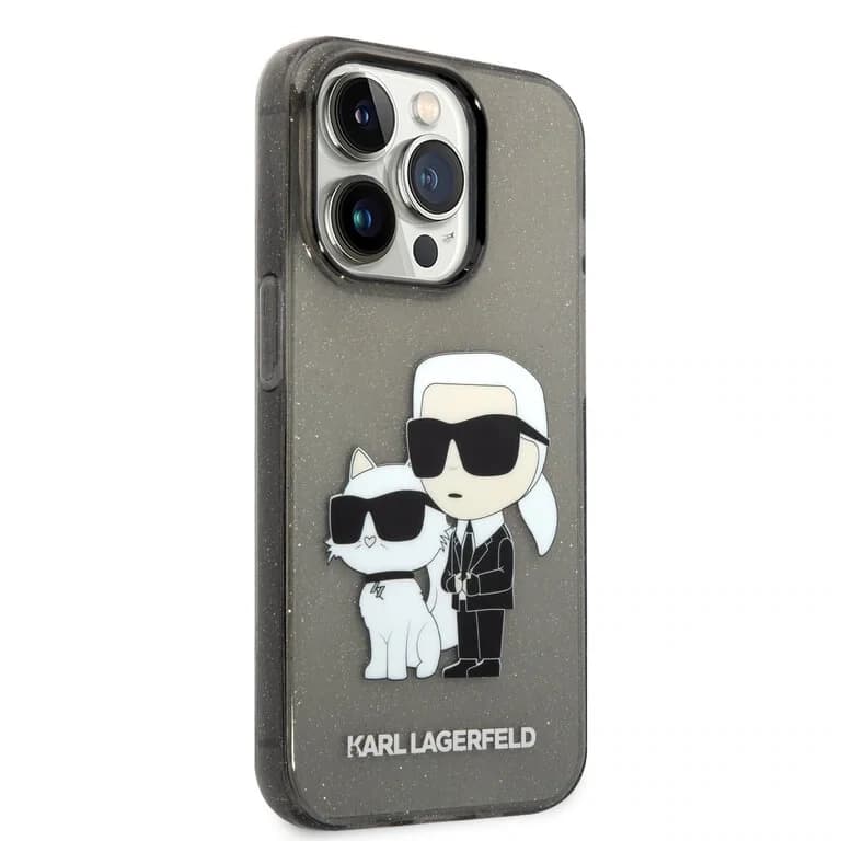 Karl Lagerfeld iPhone 14 Pro Achtercover Case - Zwart - Sparkling
