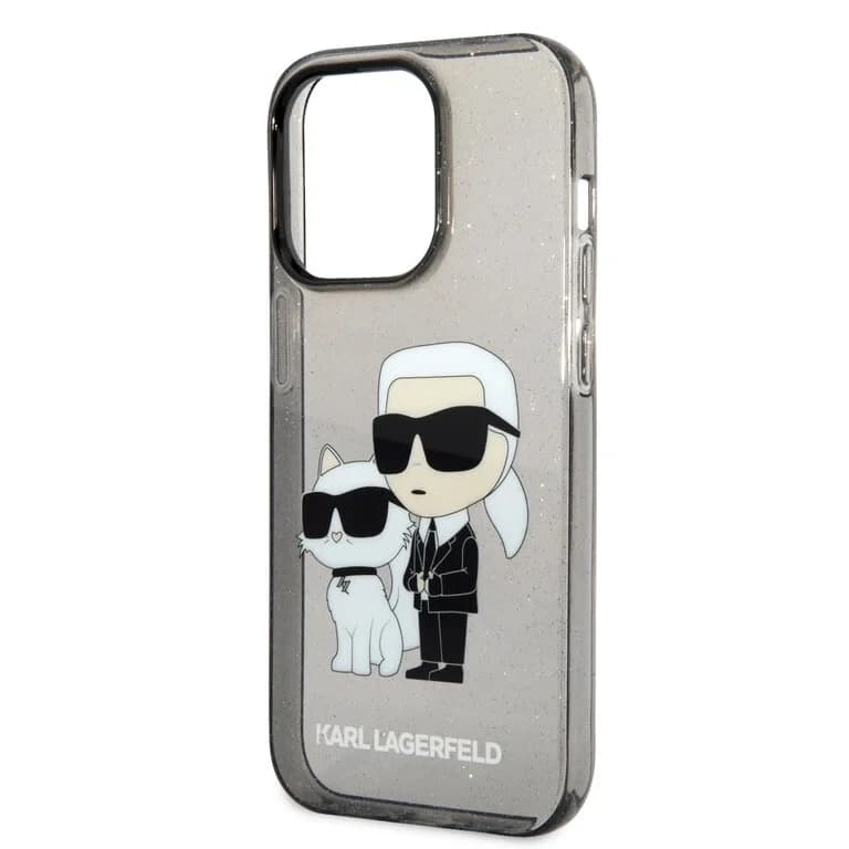 Karl Lagerfeld iPhone 14 Pro Achtercover Case - Zwart - Sparkling