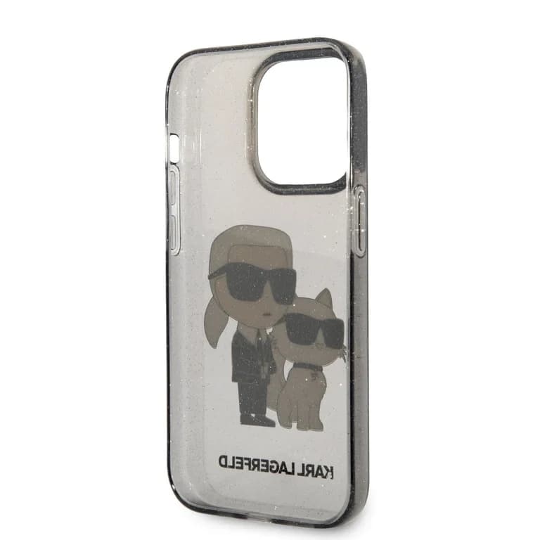 Karl Lagerfeld iPhone 14 Pro Achtercover Case - Zwart - Sparkling