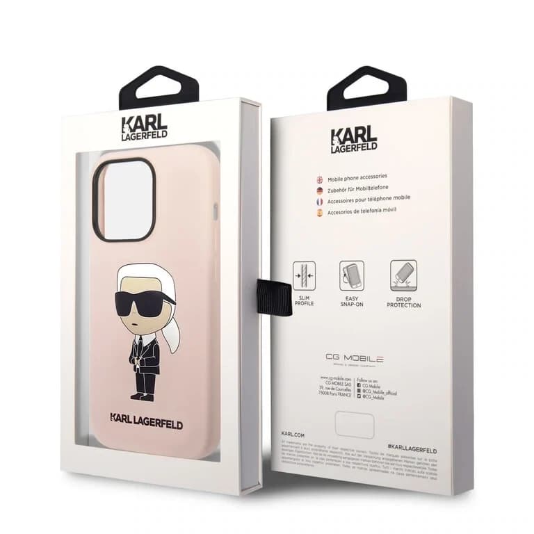 Karl Lagerfeld iPhone 14 Pro Achtercover Case - Roze