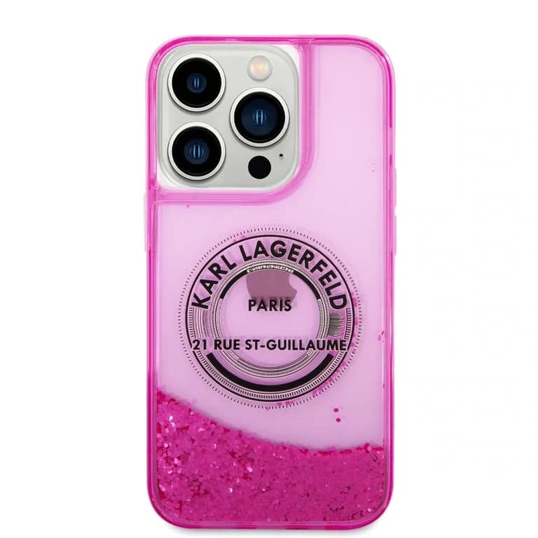 Karl Lagerfeld iPhone 14 Pro Achtercover Vloeibaar Glitter