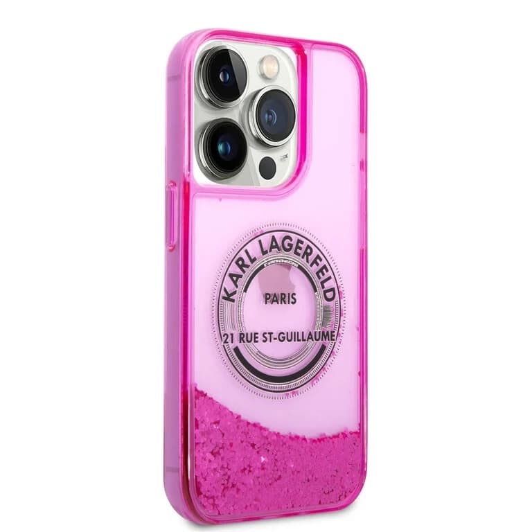 Karl Lagerfeld iPhone 14 Pro Achtercover Vloeibaar Glitter
