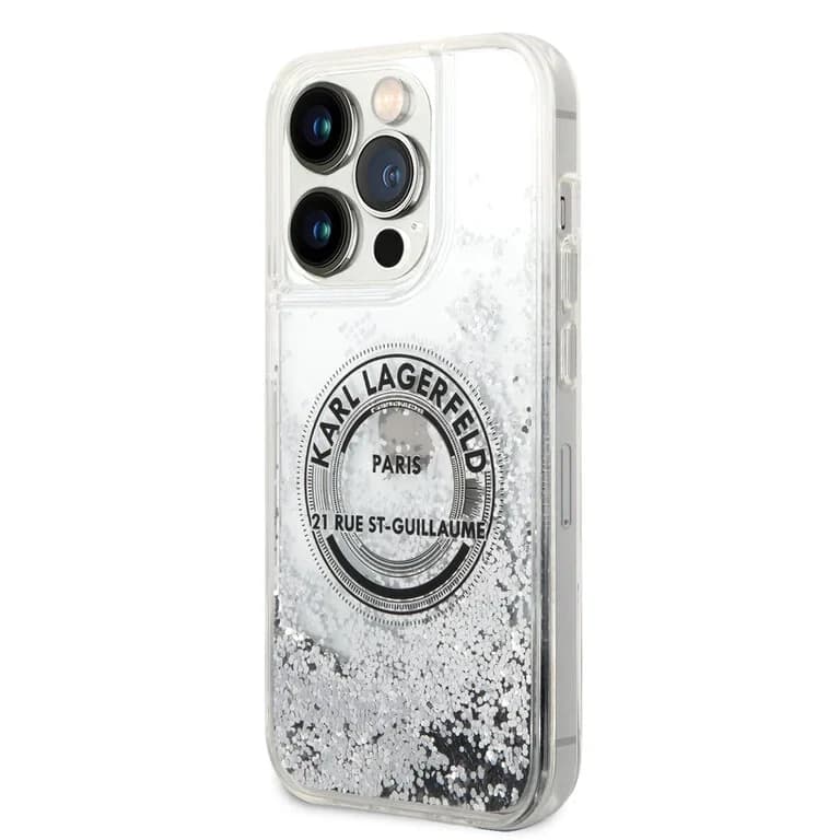 Karl Lagerfeld iPhone 14 Pro Achtercover Vloeibaar Glitter