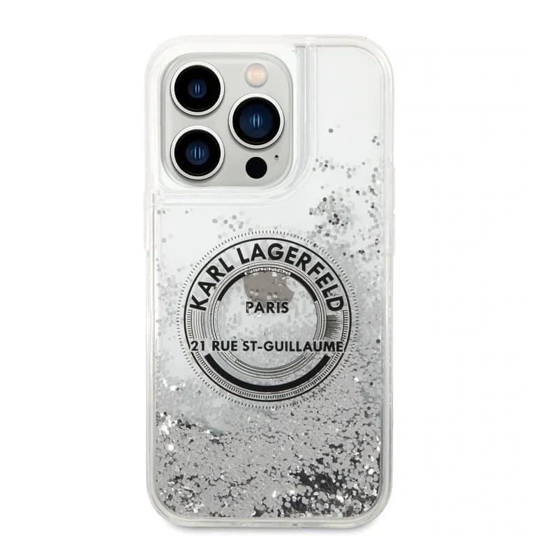Karl Lagerfeld iPhone 14 Pro Achtercover Vloeibaar Glitter