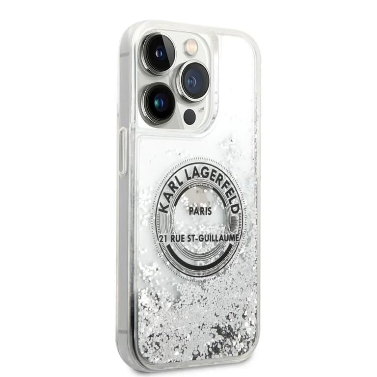 Karl Lagerfeld iPhone 14 Pro Achtercover Vloeibaar Glitter