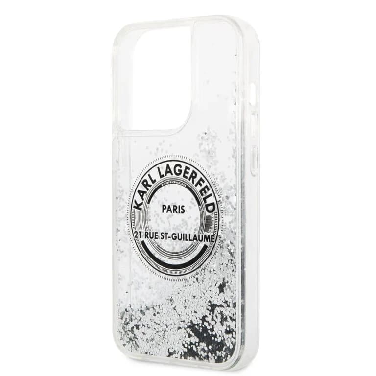 Karl Lagerfeld iPhone 14 Pro Achtercover Vloeibaar Glitter