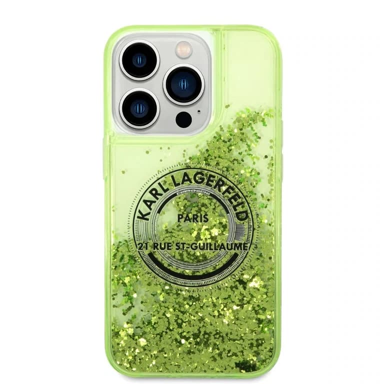 Karl Lagerfeld iPhone 14 Pro Achtercover Vloeibaar Glitter