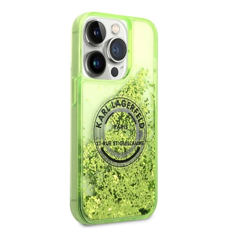 Karl Lagerfeld iPhone 14 Pro Achtercover Vloeibaar Glitter