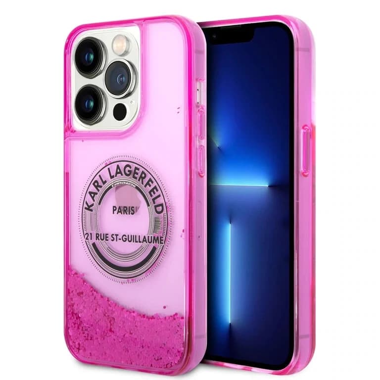 Karl Lagerfeld iPhone 14 Pro Achtercover Vloeibaar Glitter