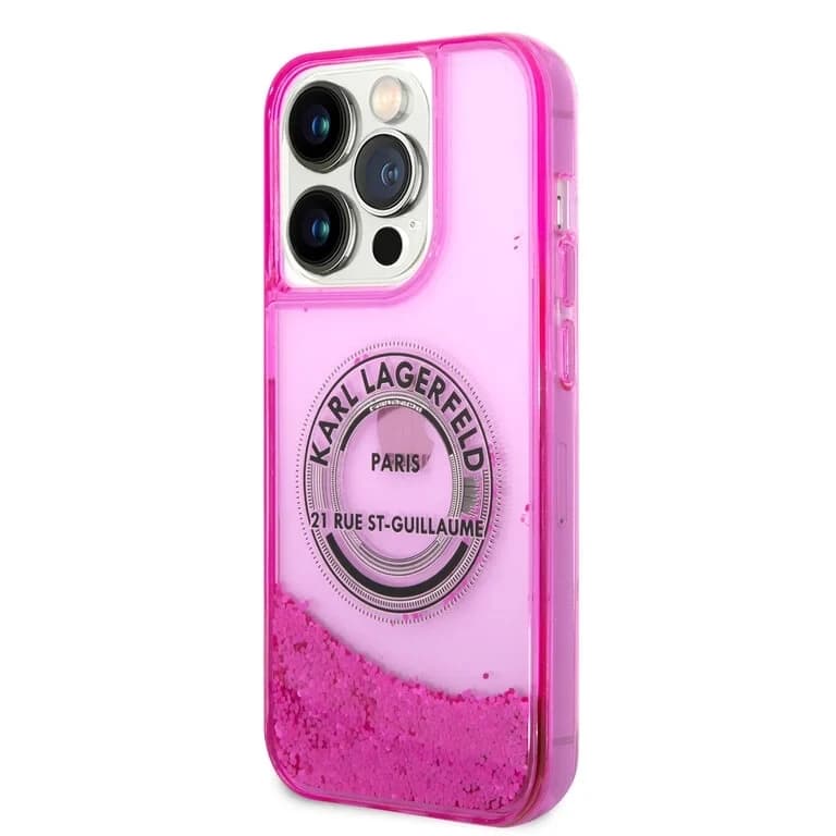 Karl Lagerfeld iPhone 14 Pro Achtercover Vloeibaar Glitter