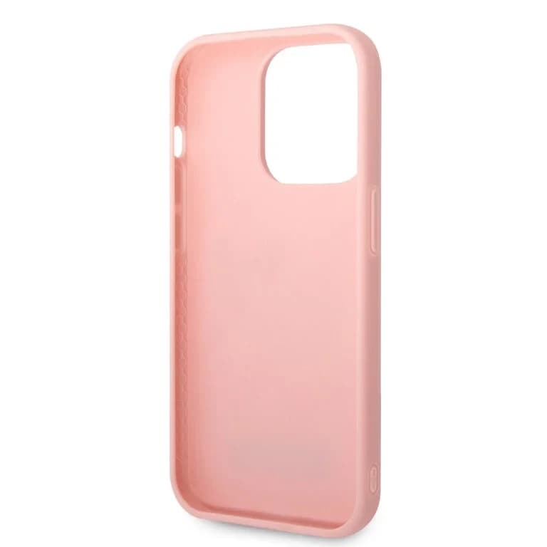 Karl Lagerfeld iPhone 14 Pro Hardcase Achtercover - Saffiano Leer - Metalen Logo - Roze
