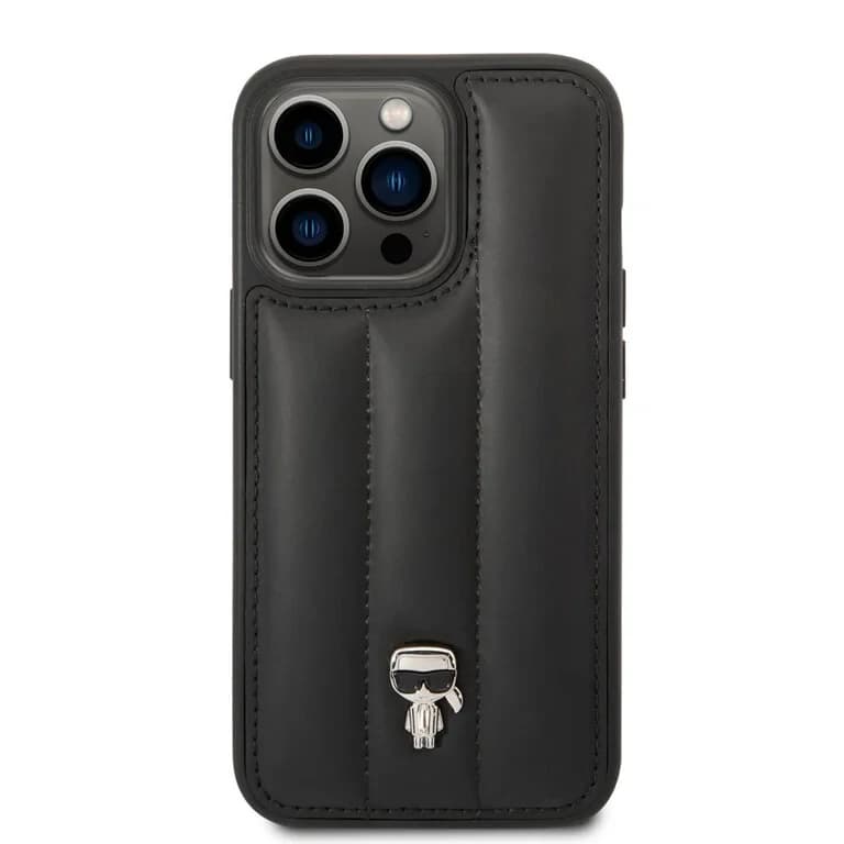 Karl Lagerfeld iPhone 14 Pro Hardcase Achtercover - Puffy Ikonik Pin - Nylon - Zwart