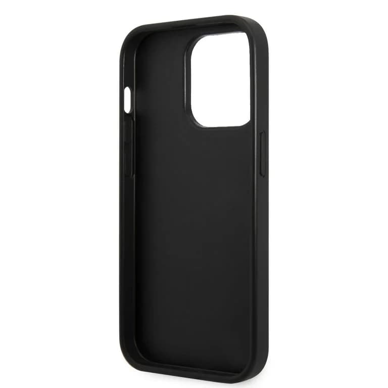 Karl Lagerfeld iPhone 14 Pro Hardcase Achtercover - Saffiano Leer - Metalen Logo - Zwart