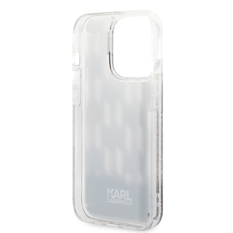 Karl Lagerfeld iPhone 14 Pro TPU Achtercover - Vloeibare glitter - Monogram - Zwart