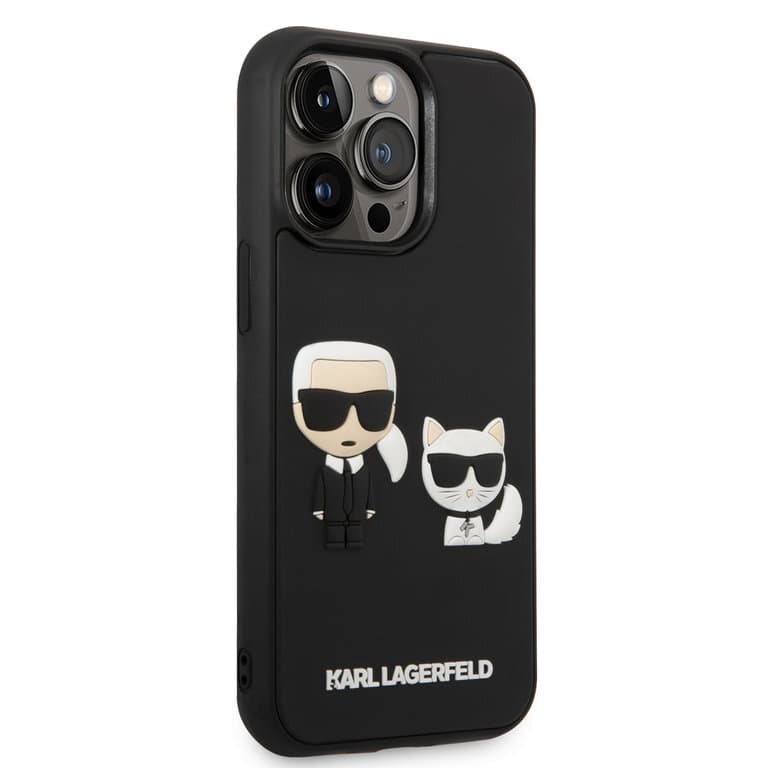 Karl Lagerfeld iPhone 14 Pro Hardcase Achtercover - 3D Rubber K&C - Zwart