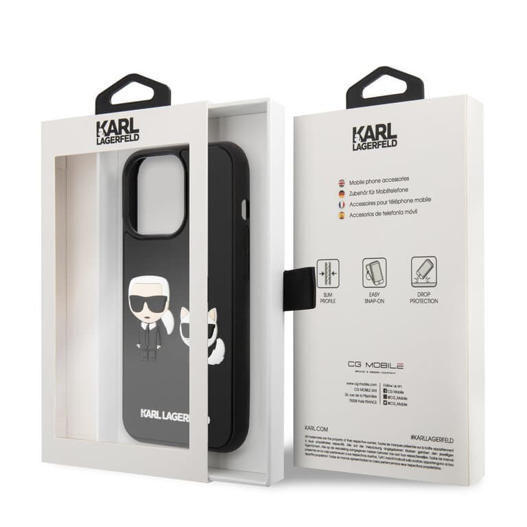 Karl Lagerfeld iPhone 14 Pro Hardcase Achtercover - 3D Rubber K&C - Zwart