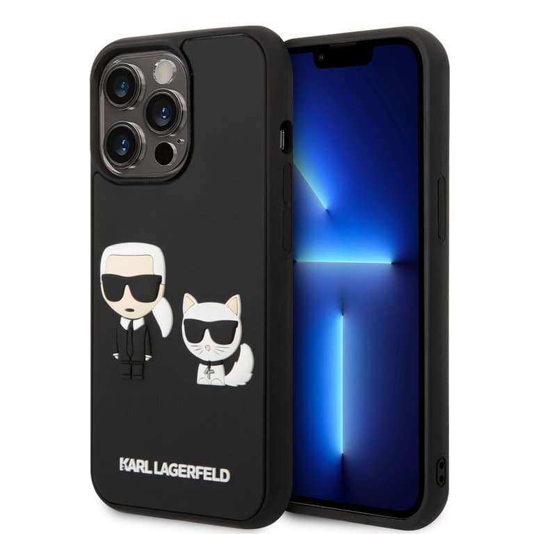 Karl Lagerfeld iPhone 14 Pro Hardcase Achtercover - 3D Rubber K&C - Zwart