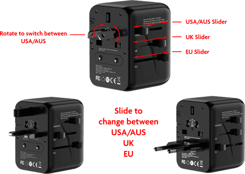 Xssive Wereldwijde Adapter XSS-TR3B ​​- Zwart