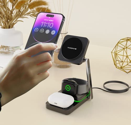 Xssive opvouwbare draadloze oplader 3in1 magnetische inductie voor USB-C XSS-STAND9