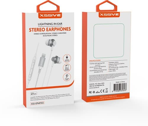 Xssive Stereo Lightning-oortelefoon MFI XSS-EPMFI02- Wit