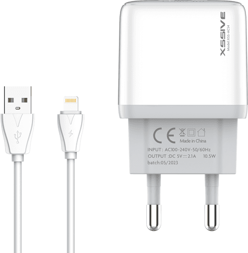 Xssive Duo USB Charger+Cable for iPhone 2.1A XSS-AC54-IP - Wit
