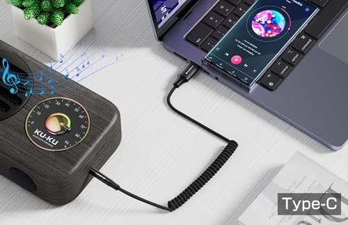 Xssive rekbare USB-C naar Aux 3,5 mm 1,5 m. XSS-C3.5SBR - Zwart