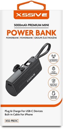 Xssive Premium Mini Powerbank voor USB-C incl. Kabel 5000mAh XSS-PB31C