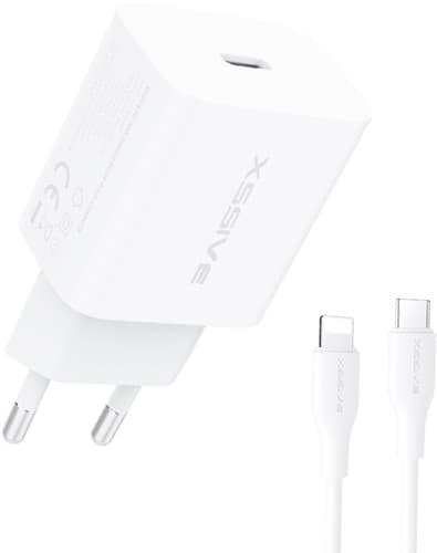 Xssive PD 20W 2in1 Oplader + Kabel Type-C naar iPhone AC65PD - Wit