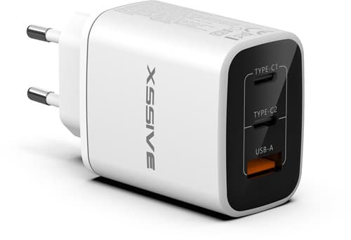 Xssive GaN 67W PDW Snellader USB-A+2-C XSS-AC72CCAW - Wit