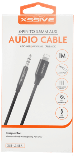Xssive Braided Aux Cable 8-Pin to 3.5 Aux 1m. XSS-L3.5BR