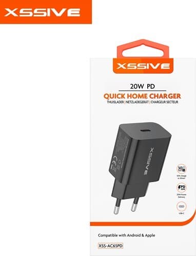 Xssive 20W PD Snel Thuislader XSS-AC65PD - Zwart