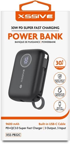 Xssive Powerbank incl. Kabel 9600mAh 30W Super Fast Charge XSS-PB32C - Zwart