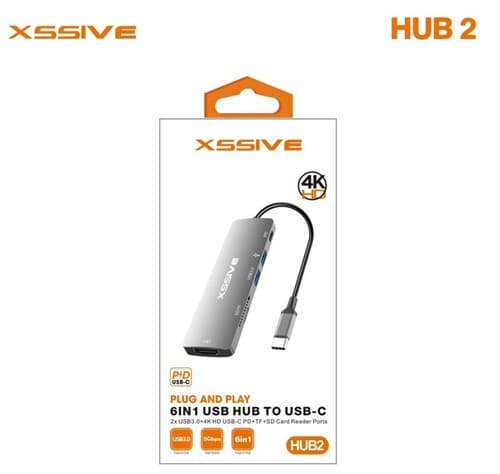 Xssive 6-in-1 USB-hub naar Type-C HUB 2