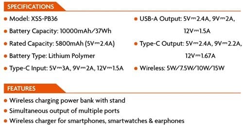 Xssive 5in1 magnetische draadloze powerbank 10000mAh XSS-PB36