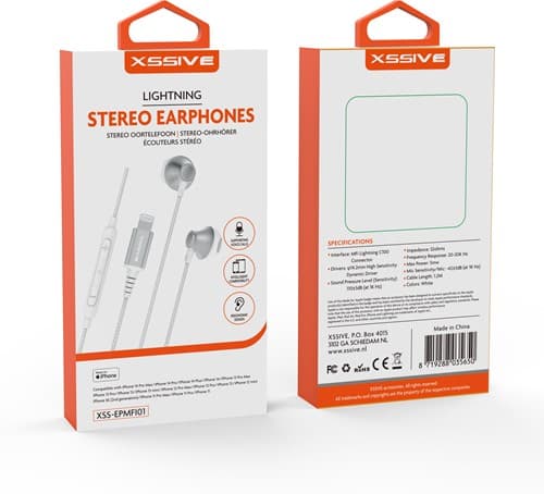 Xssive Stereo Lightning-hoofdtelefoon MFI XSS-EPMFI01- Wit