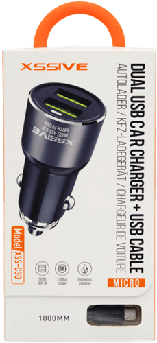 Xssive C30M Duo Car Charger+Micro Cable 3.6A - Zwart