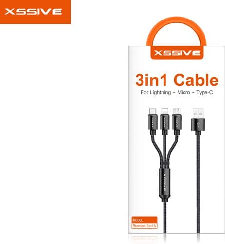 Xssive Braided Multi Cable 3in1 USB XSS-BRAIDED3IN1N