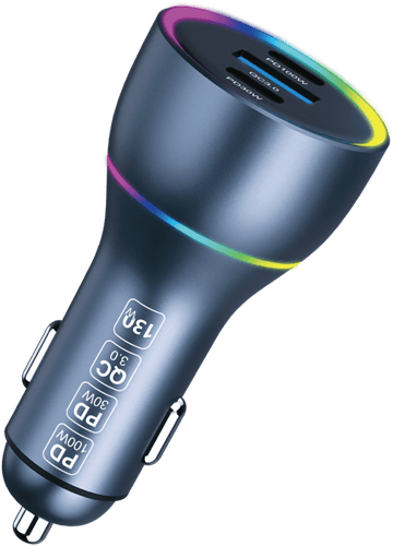 Xssive 130W PD+QC3.0 Snelle Autolader XSS-CC44 - Zwart