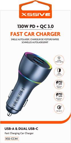 Xssive 130W PD+QC3.0 Snelle Autolader XSS-CC44 - Zwart