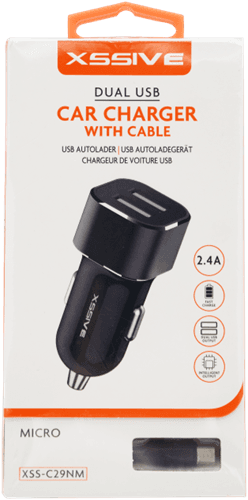 Xssive C29N Duo Car Charger + Micro Cable 2.4A - Zwart