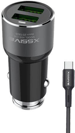 Xssive C30C Duo Car Adapter+Type-C Cable 3.6A - Zwart