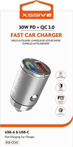 Xssive 30W PD+QC3.0 Snelle Autolader XSS-CC43 - Grijs
