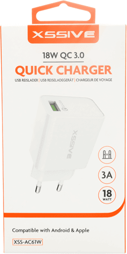 Xssive 18W QC snellader en USB-C-kabel XSS-AC61W2IN1 - Wit