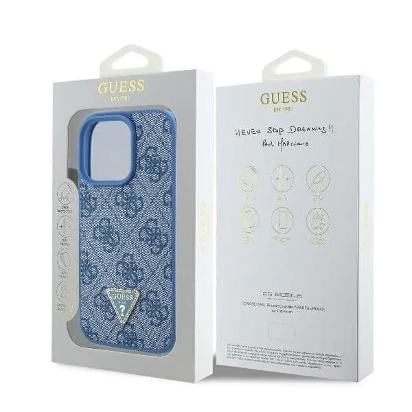 Guess iPhone 16 Pro Max Case | PU Leer + Strass Driehoek Design